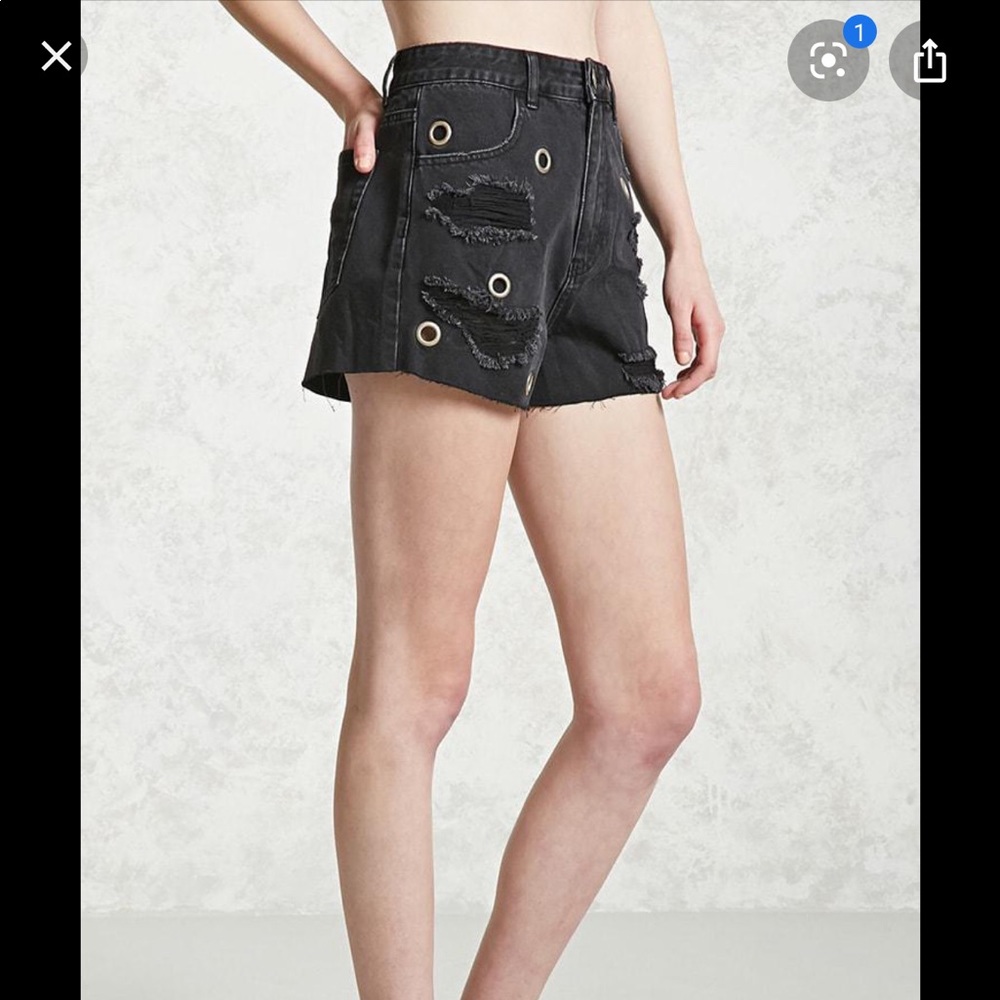 F21 Black Denim Shorts